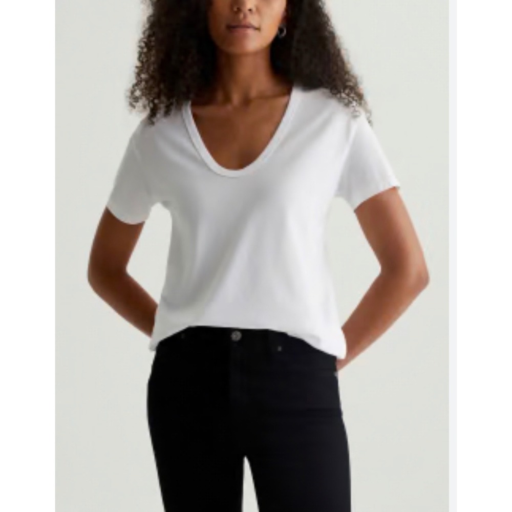 Womens AG Adriano Goldschmied Henson Tee White Cotton short sleeve size small‎